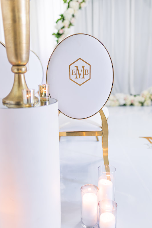 Luxury micro wedding chairs with decals